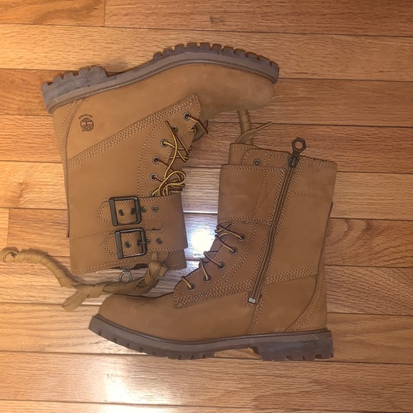 Timberland Classic Tan Double Strap Wheat Flat Boot - Picture 2 of 8